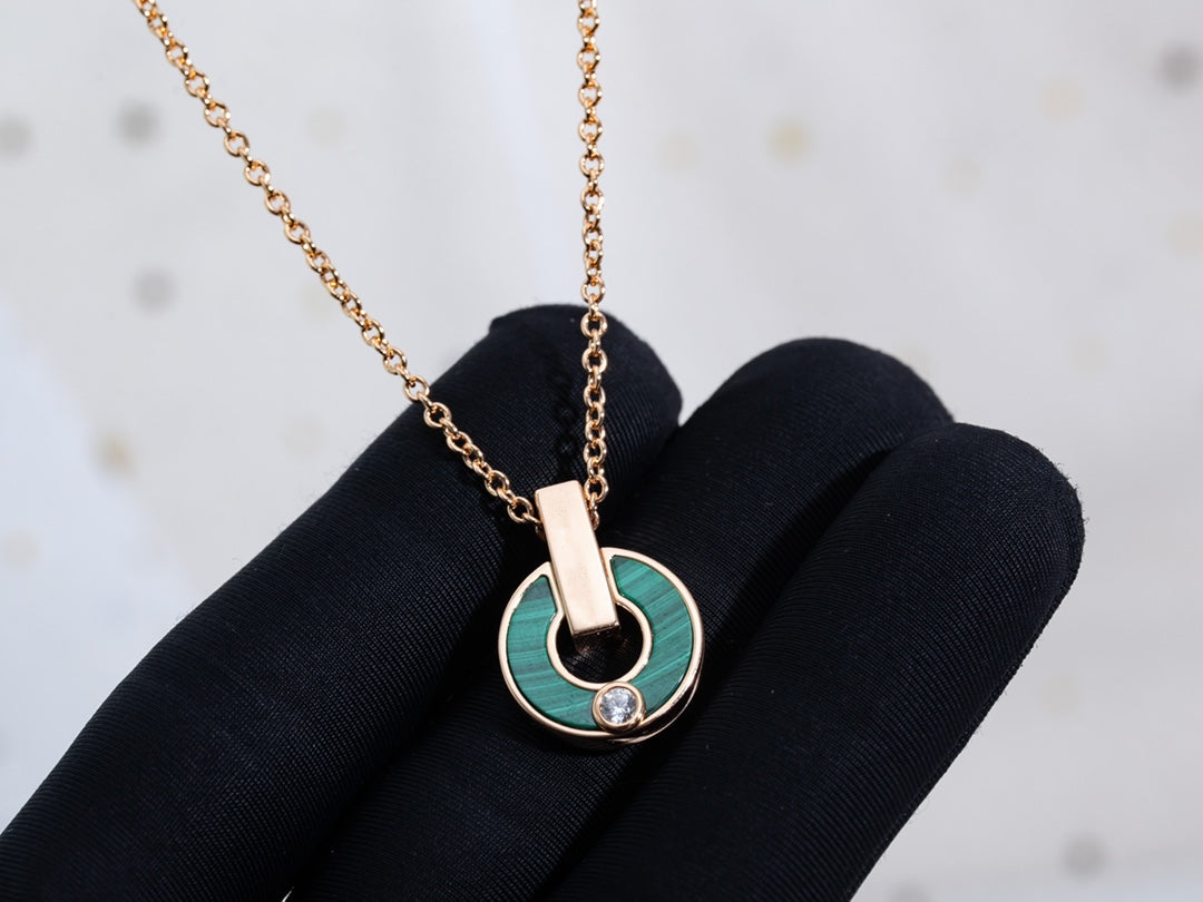 [Charm Aries Jewelry]GARI NECKLACE PINK GOLD MALACHITE