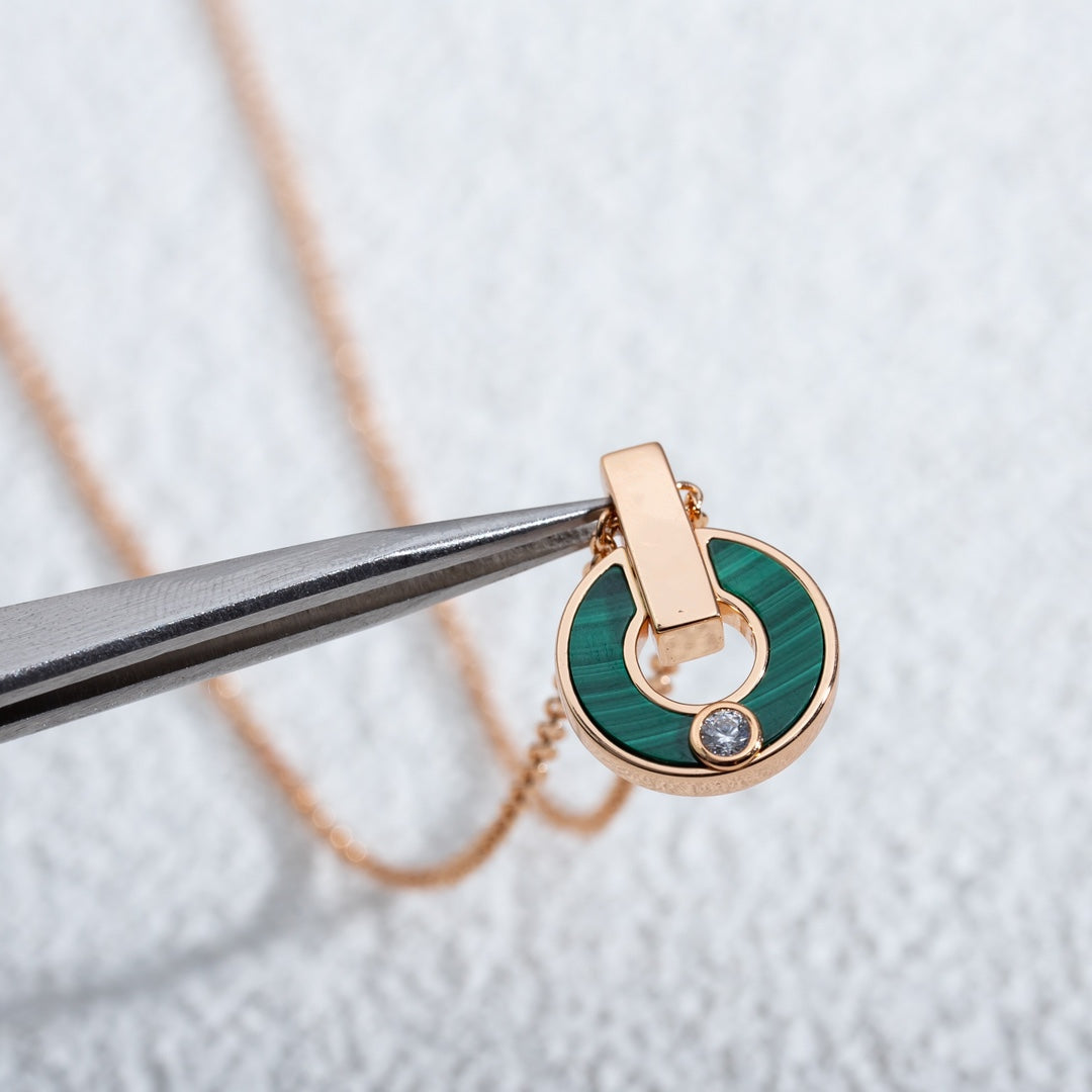 [Charm Aries Jewelry]GARI NECKLACE PINK GOLD MALACHITE