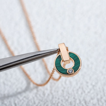 [Charm Aries Jewelry]GARI NECKLACE PINK GOLD MALACHITE