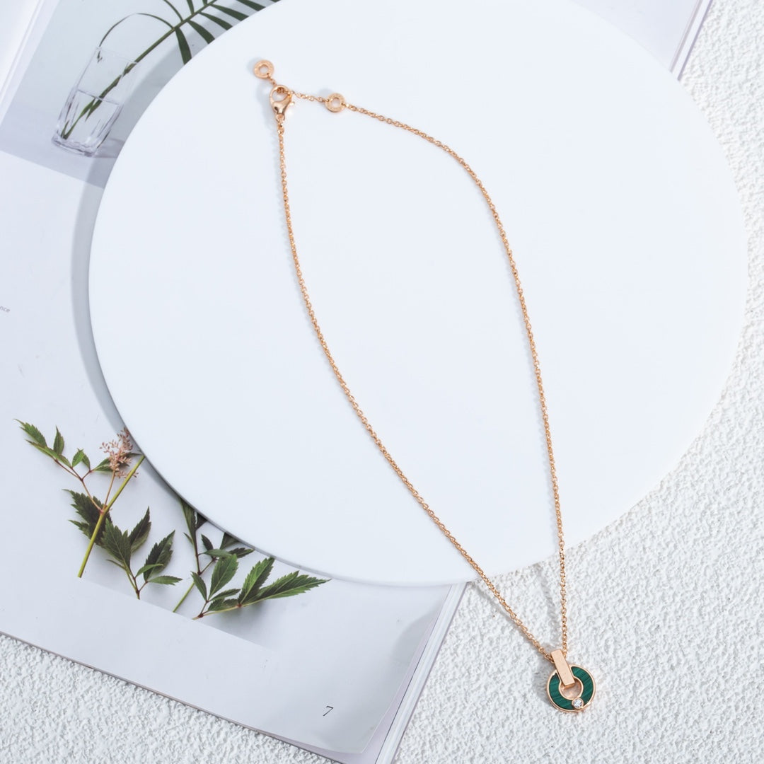 [Charm Aries Jewelry]GARI NECKLACE PINK GOLD MALACHITE