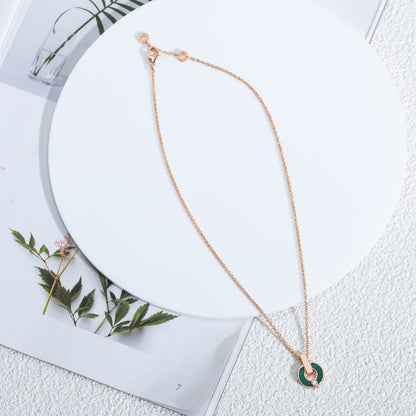 [Charm Aries Jewelry]GARI NECKLACE PINK GOLD MALACHITE