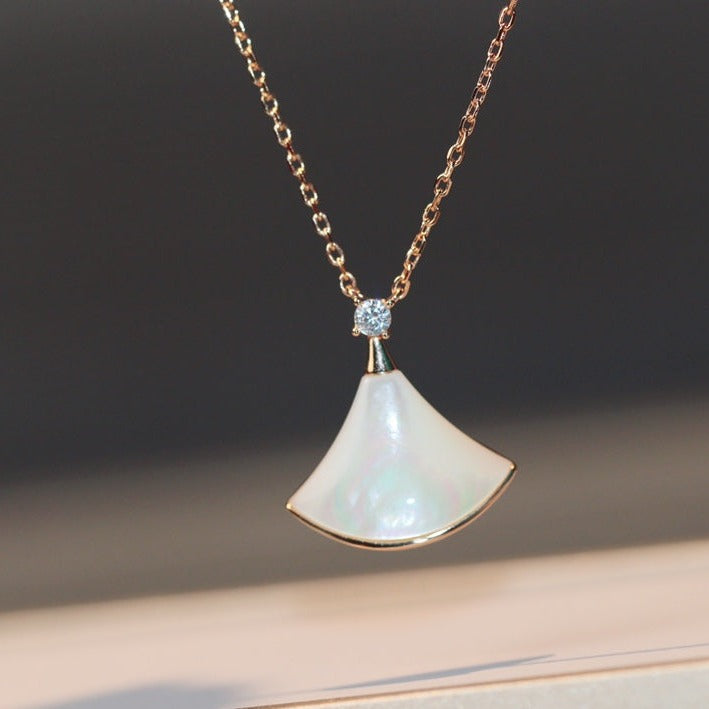 [Charm Aries Jewelry]DREAM NECKLACE WHITE MOP PINK GOLD 1 DIAMOND