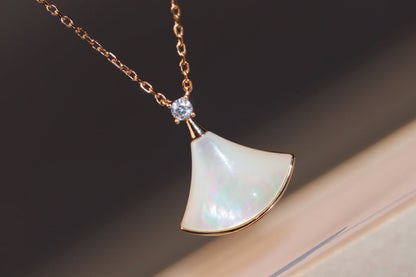 [Charm Aries Jewelry]DREAM NECKLACE WHITE MOP PINK GOLD 1 DIAMOND
