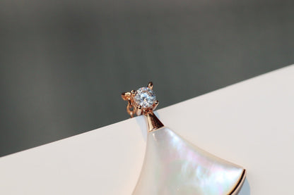 [Charm Aries Jewelry]DREAM NECKLACE WHITE MOP PINK GOLD 1 DIAMOND
