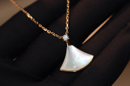 [Charm Aries Jewelry]DREAM NECKLACE WHITE MOP PINK GOLD 1 DIAMOND