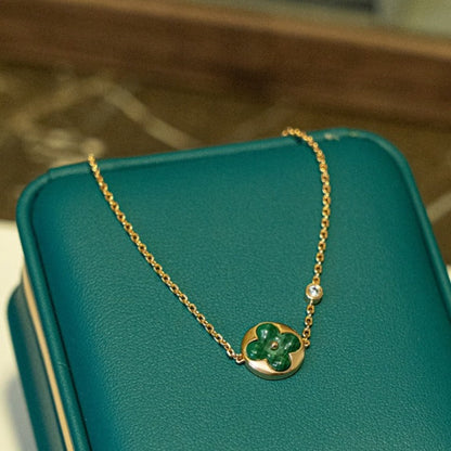 [Charm Aries Jewelry]SUN MALACHITE 1 DIAMOND PINK GOLD BRACELET