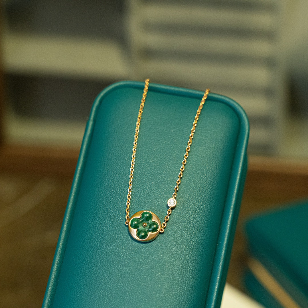 [Charm Aries Jewelry]SUN MALACHITE 1 DIAMOND PINK GOLD BRACELET
