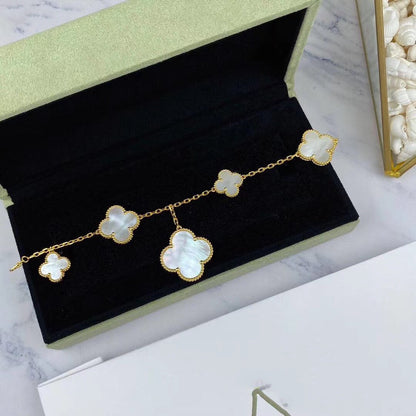 [Charm Aries Jewelry]MAGIC CLOVER MOP GOLD BRACELET 5 MOTIFS