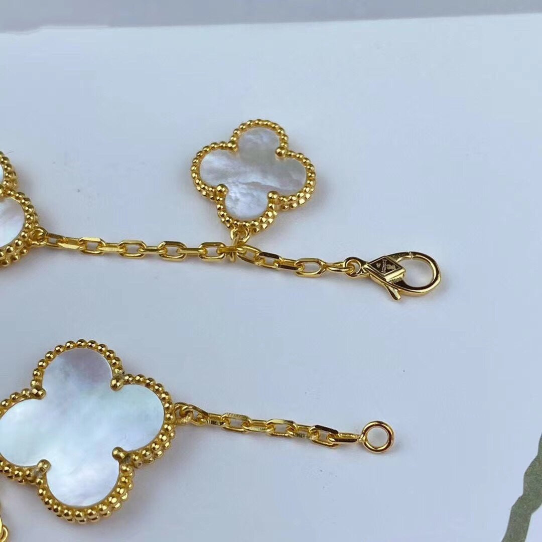[Charm Aries Jewelry]MAGIC CLOVER MOP GOLD BRACELET 5 MOTIFS