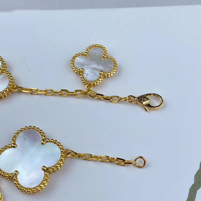 [Charm Aries Jewelry]MAGIC CLOVER MOP GOLD BRACELET 5 MOTIFS