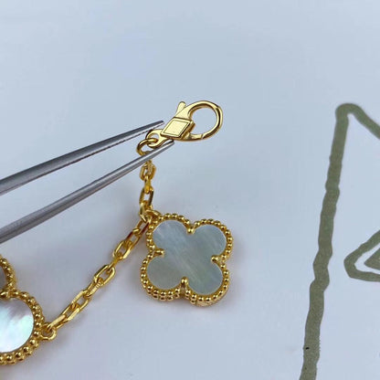 [Charm Aries Jewelry]MAGIC CLOVER MOP GOLD BRACELET 5 MOTIFS