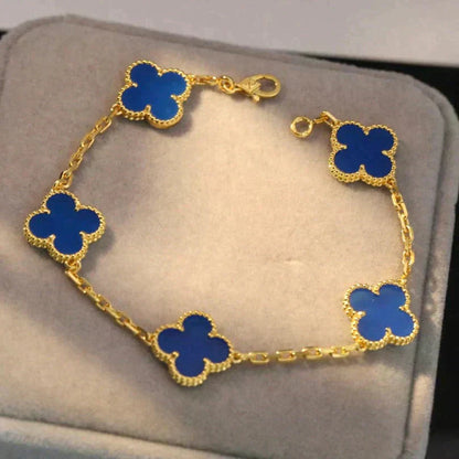[Charm Aries Jewelry]CLOVER 5 MOTIFS BLUE AGATE BRACELET