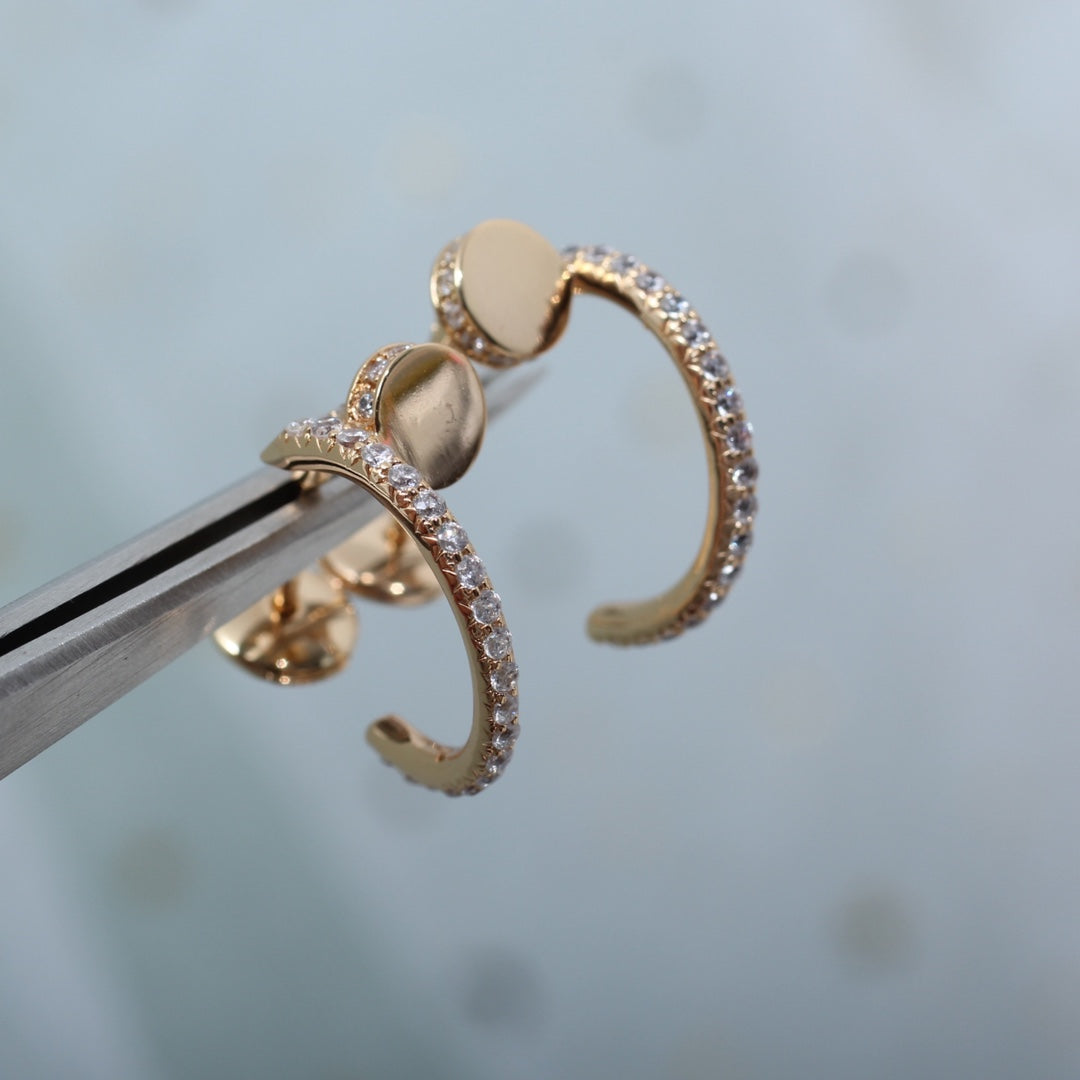 [Charm Aries Jewelry]JUSTE EARRINGS 12.75MM PINK GOLD DIAMOND