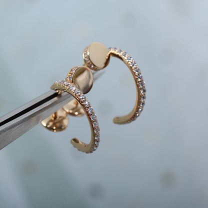 [Charm Aries Jewelry]JUSTE EARRINGS 12.75MM PINK GOLD DIAMOND
