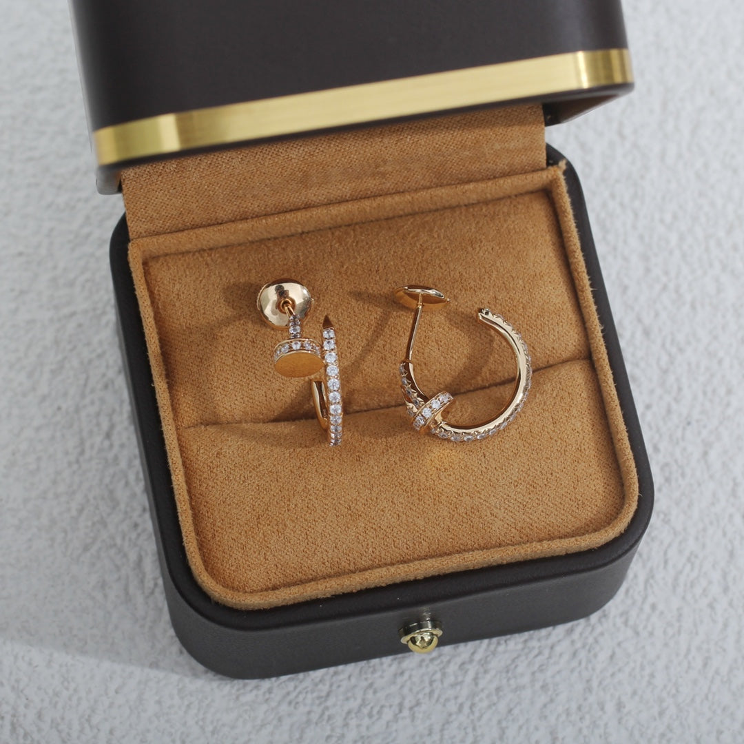 [Charm Aries Jewelry]JUSTE EARRINGS 12.75MM PINK GOLD DIAMOND