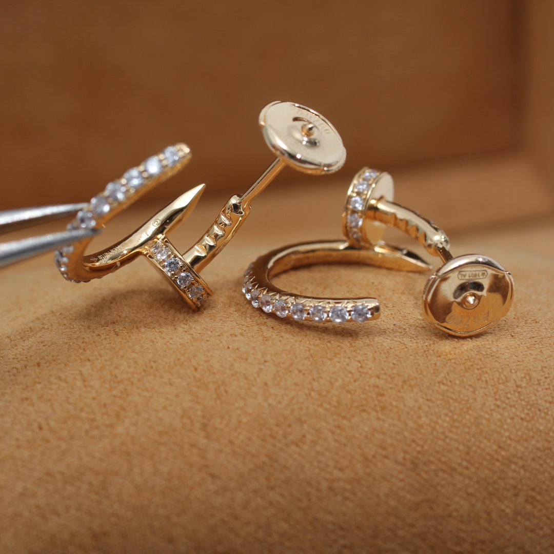 [Charm Aries Jewelry]JUSTE EARRINGS 12.75MM PINK GOLD DIAMOND