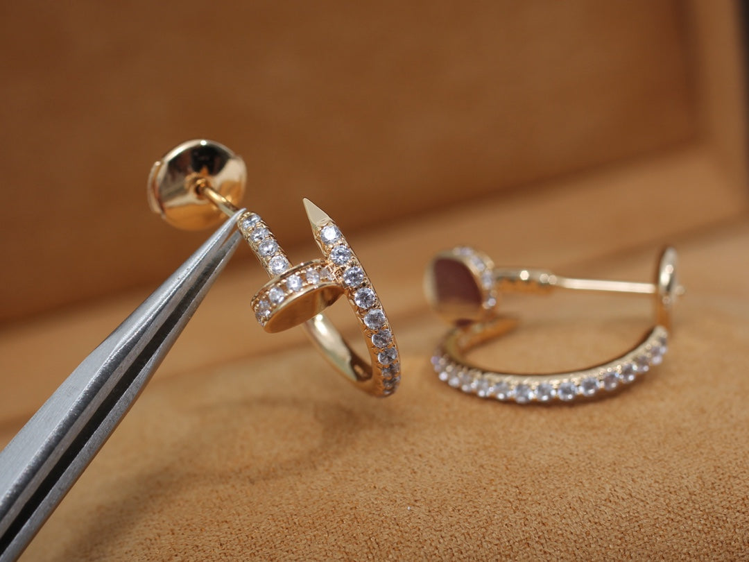 [Charm Aries Jewelry]JUSTE EARRINGS 12.75MM PINK GOLD DIAMOND