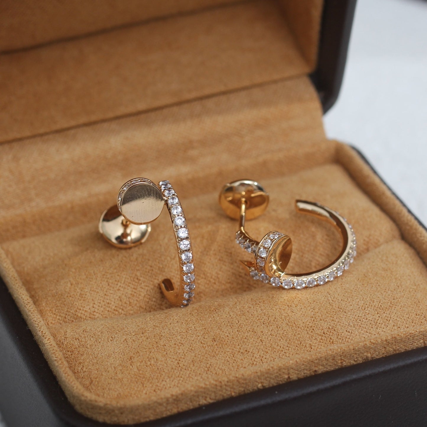 [Charm Aries Jewelry]JUSTE EARRINGS 12.75MM PINK GOLD DIAMOND