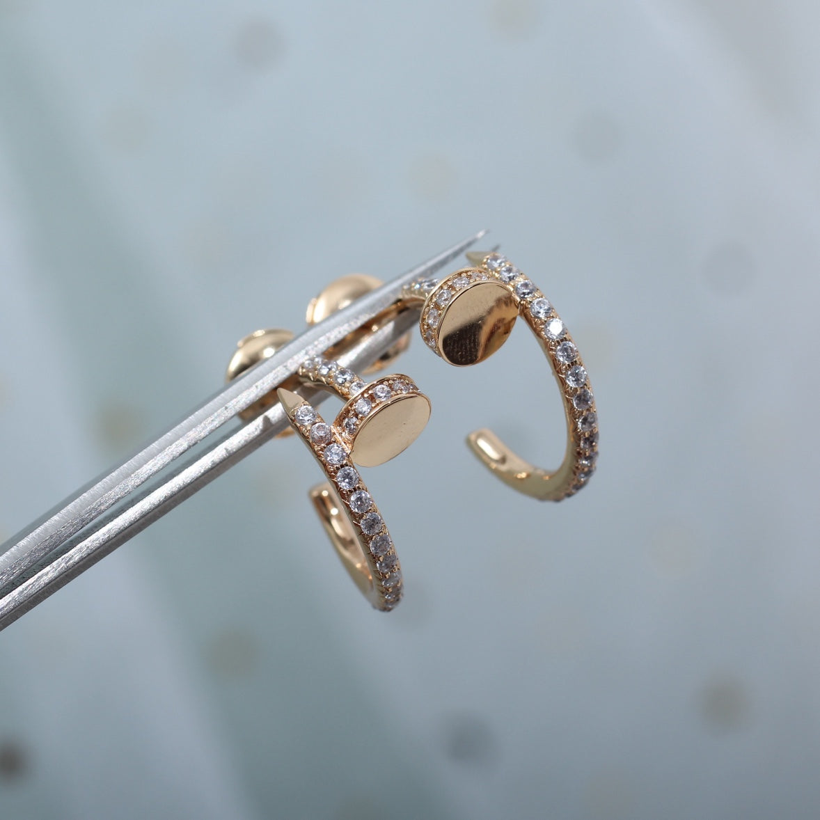[Charm Aries Jewelry]JUSTE EARRINGS 12.75MM PINK GOLD DIAMOND