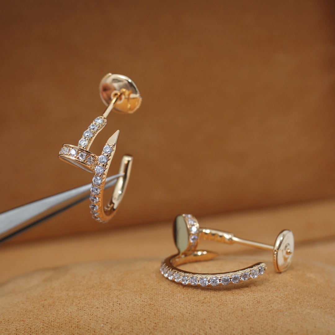 [Charm Aries Jewelry]JUSTE EARRINGS 12.75MM PINK GOLD DIAMOND
