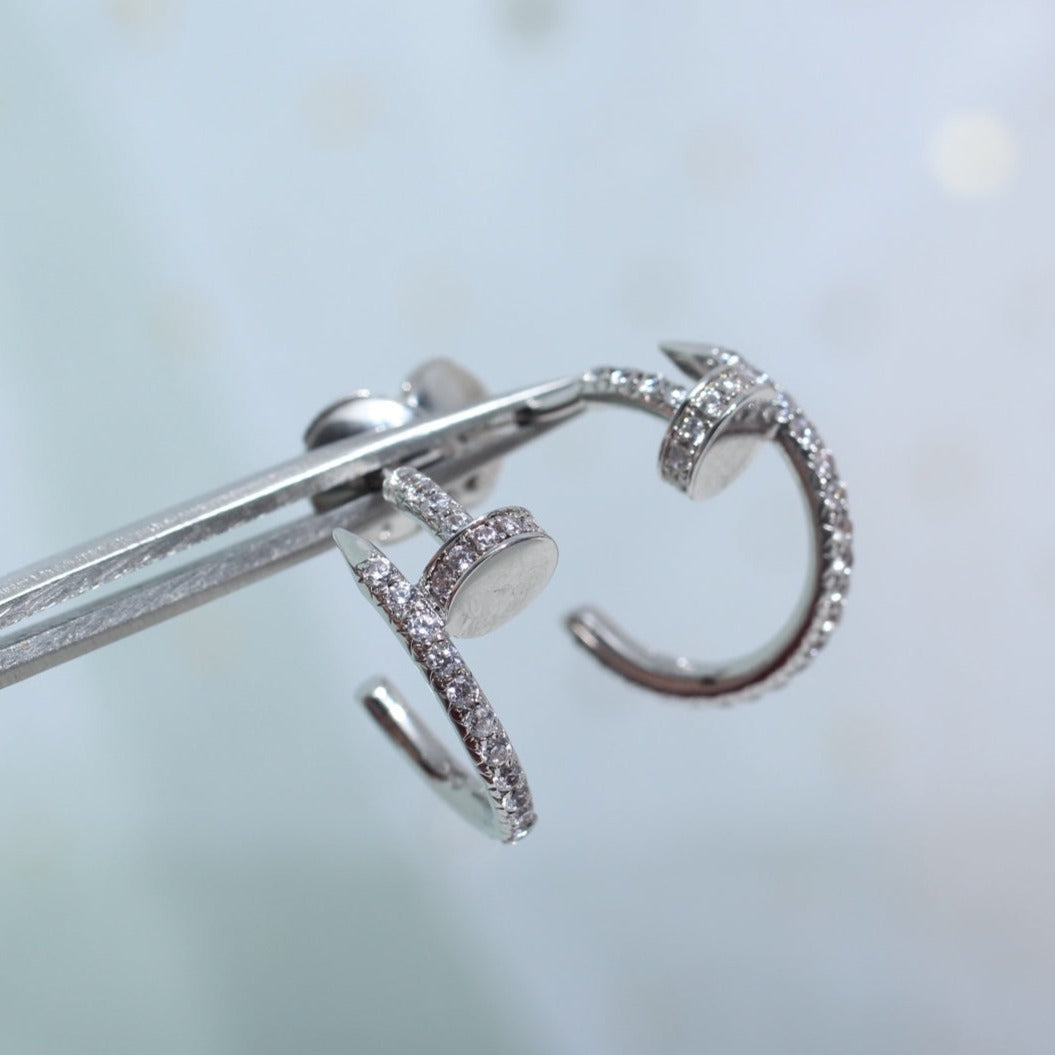[Charm Aries Jewelry]JUSTE EARRINGS 12.75MM SILVER DIAMOND