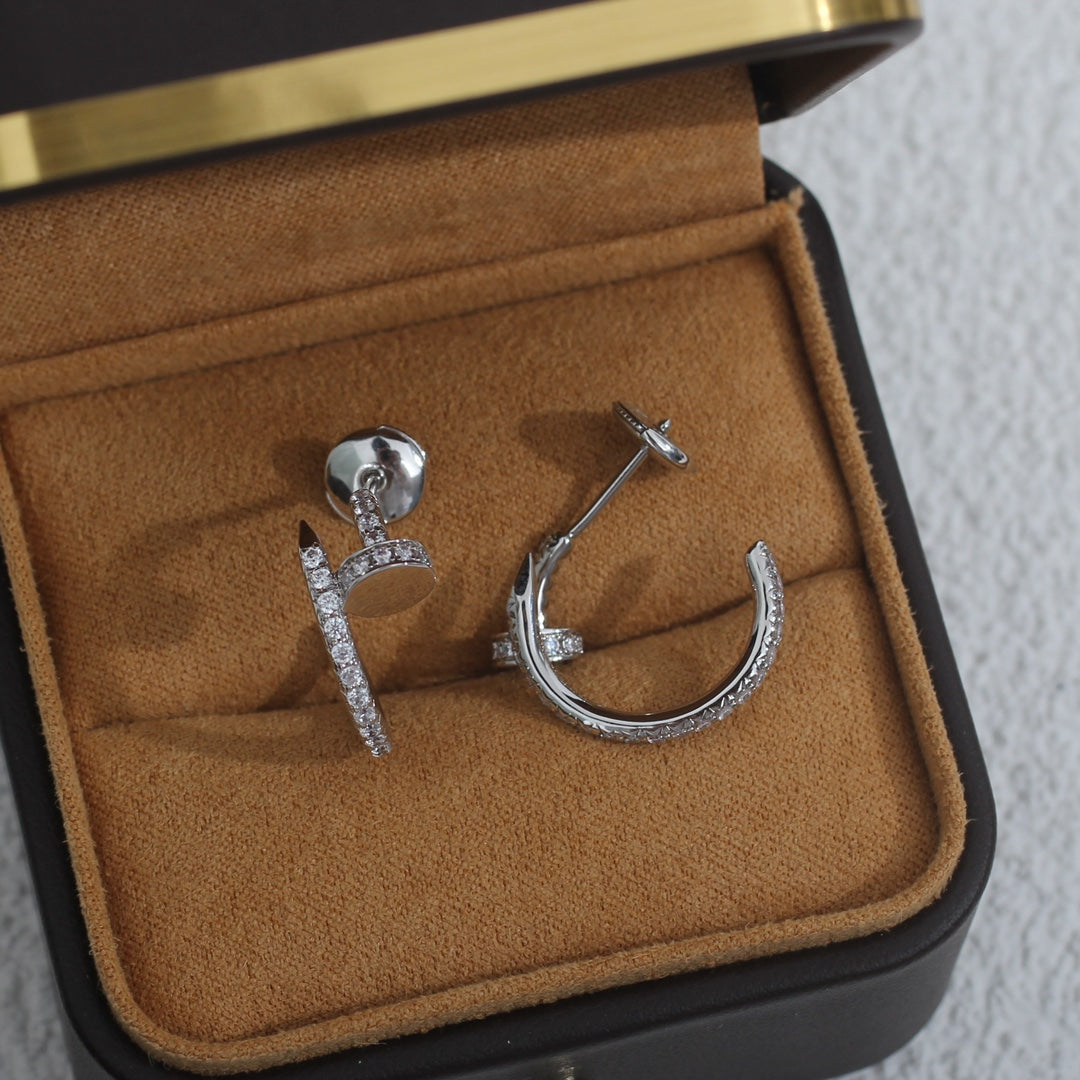 [Charm Aries Jewelry]JUSTE EARRINGS 12.75MM SILVER DIAMOND