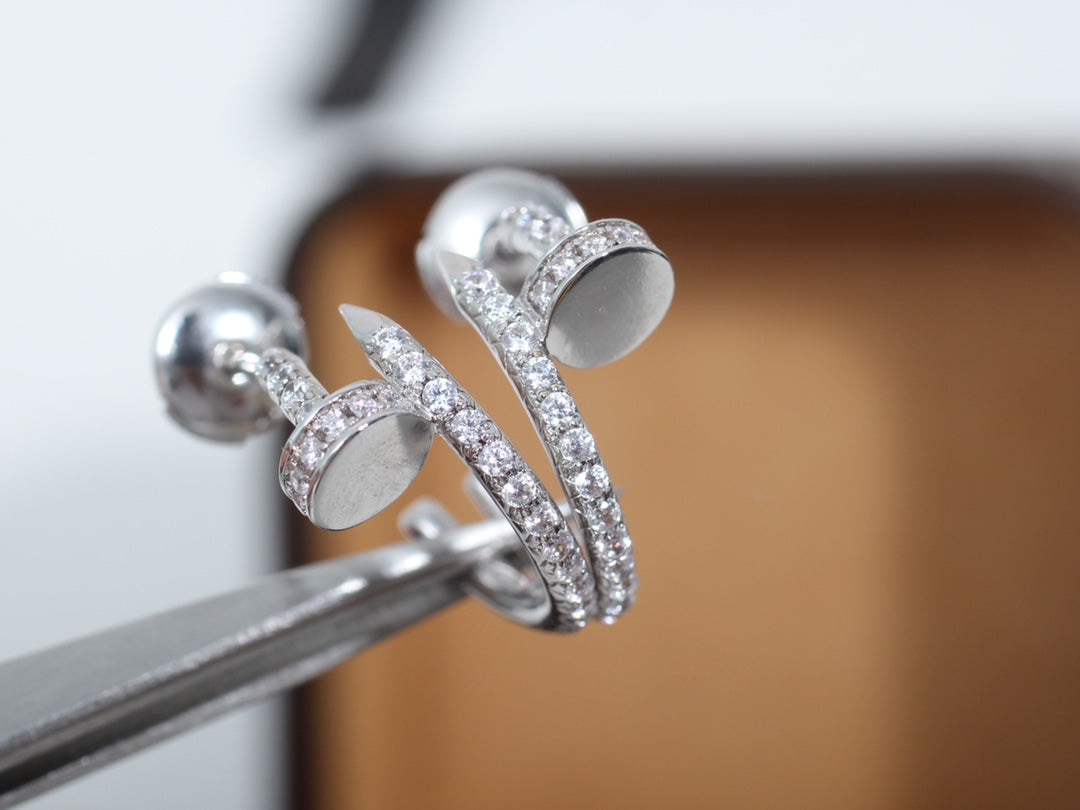 [Charm Aries Jewelry]JUSTE EARRINGS 12.75MM SILVER DIAMOND