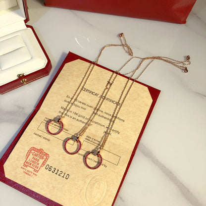 [Charm Aries Jewelry]JUSTE NECKLACE GOLD RED DIAMONDS