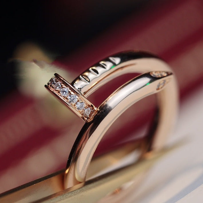 [Charm Aries Jewelry]JUSTE RING 2.65MM PINK GOLD DIAMOND