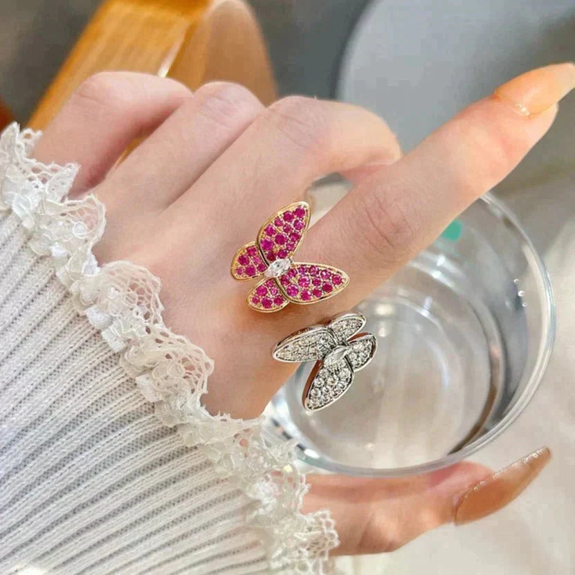 [Charm Aries Jewelry]TWIN BUTTERFLY DIAMOND RING