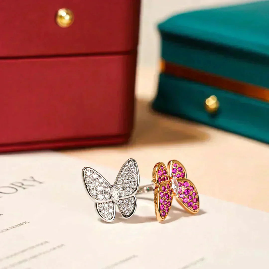 [Charm Aries Jewelry]TWIN BUTTERFLY DIAMOND RING