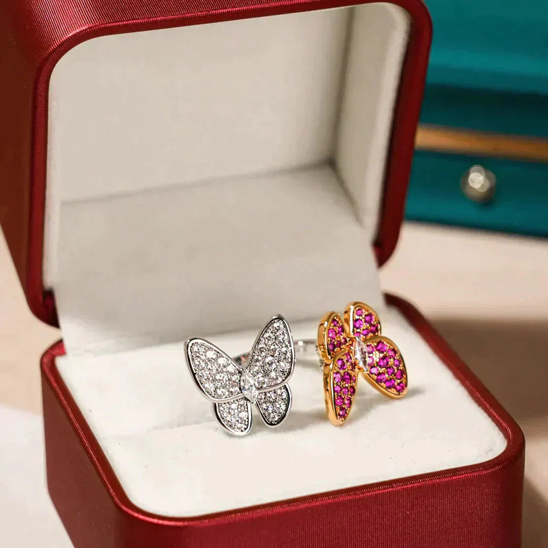 [Charm Aries Jewelry]TWIN BUTTERFLY DIAMOND RING