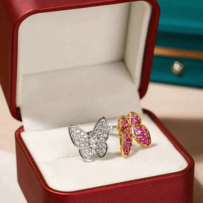 [Charm Aries Jewelry]TWIN BUTTERFLY DIAMOND RING