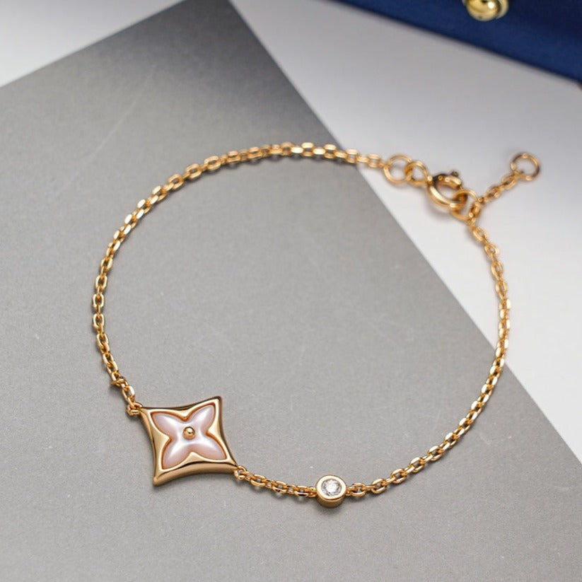 [Charm Aries Jewelry]STAR 1 DIAMOND PINK GOLD BRACELET
