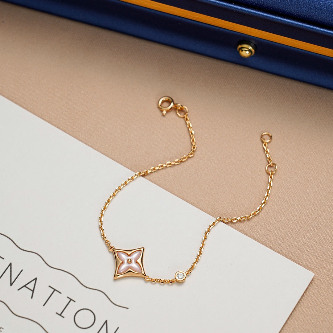 [Charm Aries Jewelry]STAR 1 DIAMOND PINK GOLD BRACELET