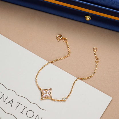 [Charm Aries Jewelry]STAR 1 DIAMOND PINK GOLD BRACELET