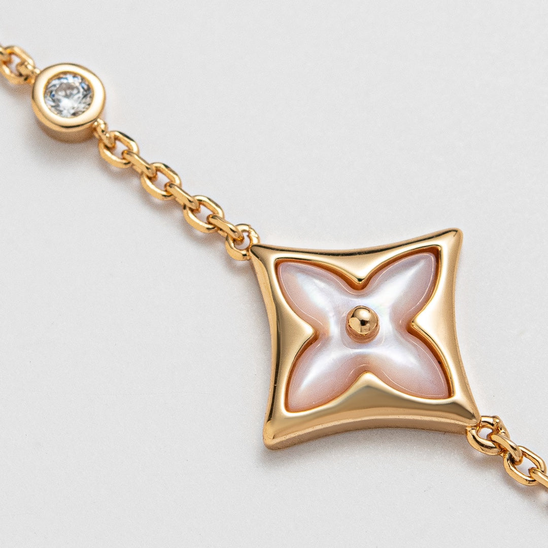 [Charm Aries Jewelry]STAR 1 DIAMOND PINK GOLD BRACELET