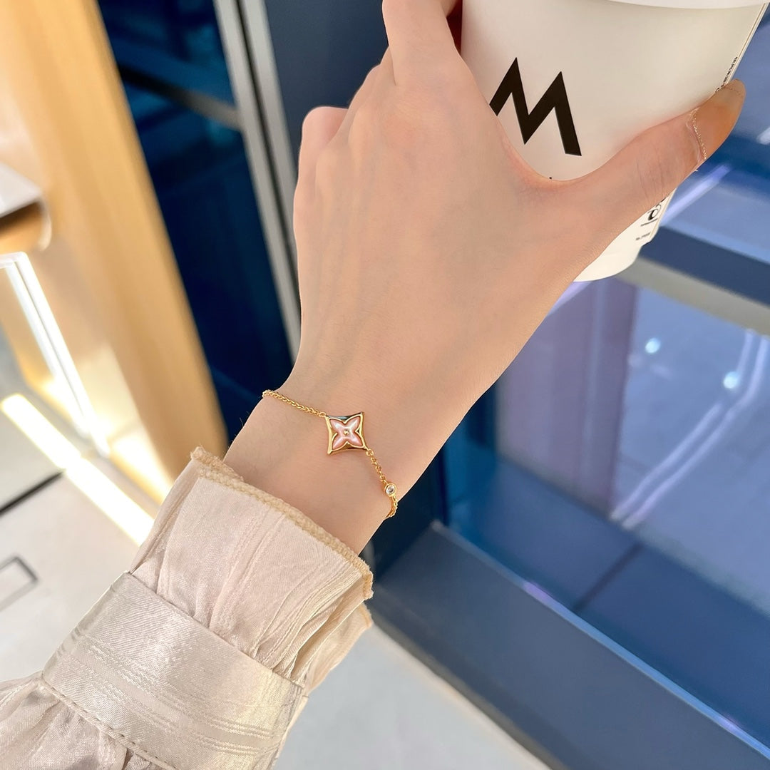 [Charm Aries Jewelry]STAR 1 DIAMOND PINK GOLD BRACELET