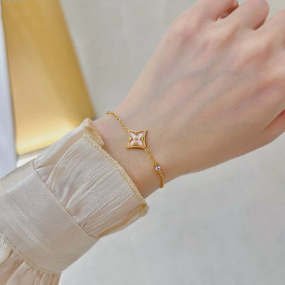[Charm Aries Jewelry]STAR 1 DIAMOND PINK GOLD BRACELET