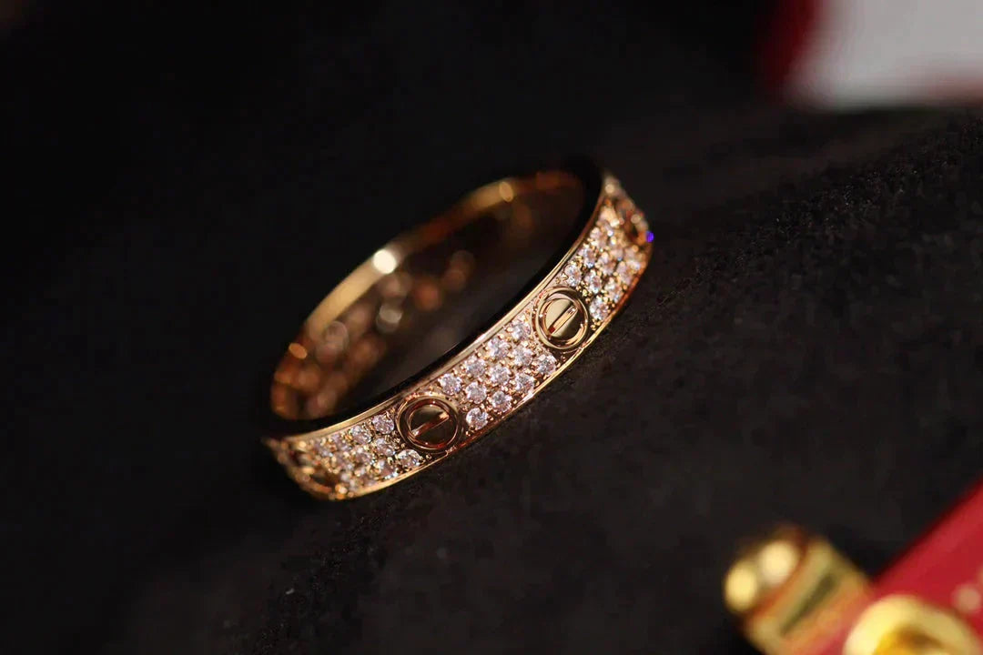 [Charm Aries Jewelry]LOVE RING 3.6MM DIAMOND PAVED