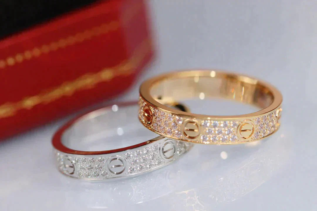 [Charm Aries Jewelry]LOVE RING 3.6MM DIAMOND PAVED