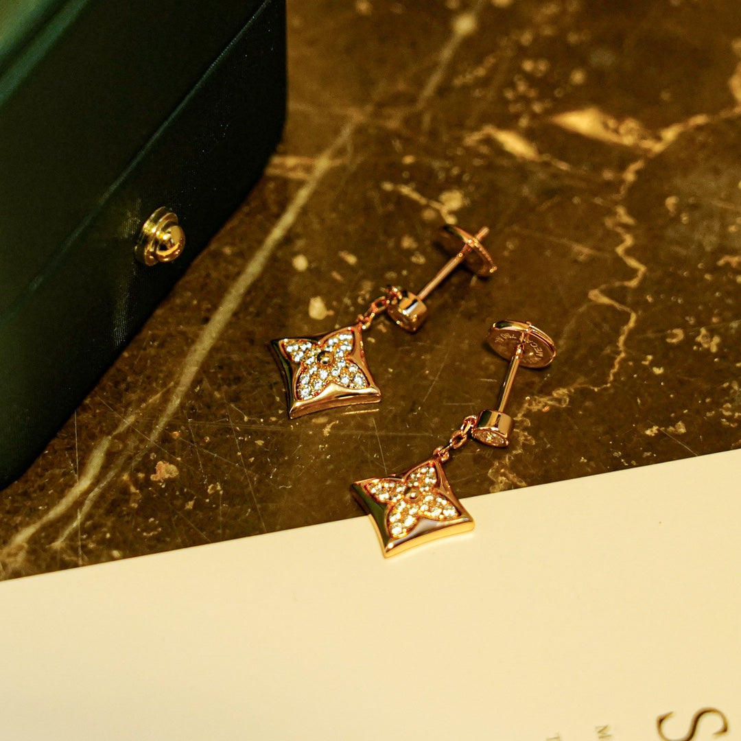 [Charm Aries Jewelry]STAR DIAMONDS EARRINGS GOLD