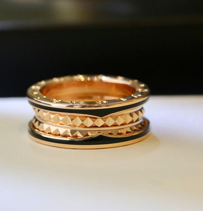 [Charm Aries Jewelry]ZERO 1 PINK GOLD BLACK CERAMIC RING