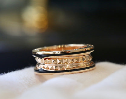 [Charm Aries Jewelry]ZERO 1 PINK GOLD BLACK CERAMIC RING