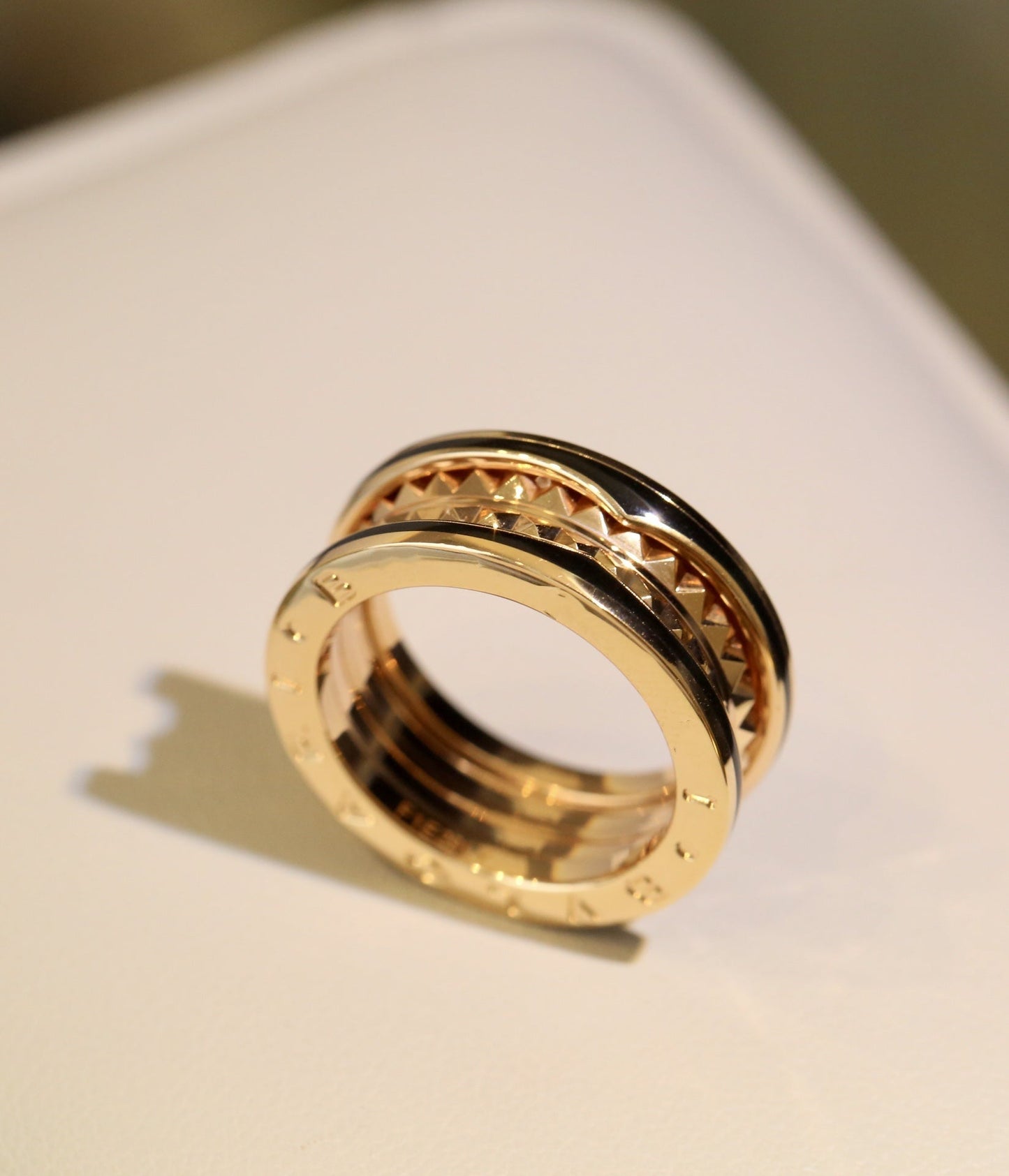 [Charm Aries Jewelry]ZERO 1 PINK GOLD BLACK CERAMIC RING