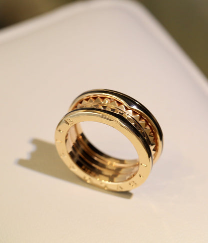 [Charm Aries Jewelry]ZERO 1 PINK GOLD BLACK CERAMIC RING