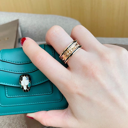 [Charm Aries Jewelry]ZERO 1 PINK GOLD BLACK CERAMIC RING