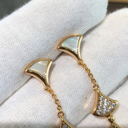 [Charm Aries Jewelry]DREAM EARRINGS 3 MOTIFS DIAMOND MOP PINK GOLD