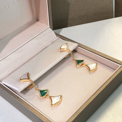 [Charm Aries Jewelry]DREAM EARRINGS 3 MOTIFS MALACHITE MOP PINK GOLD