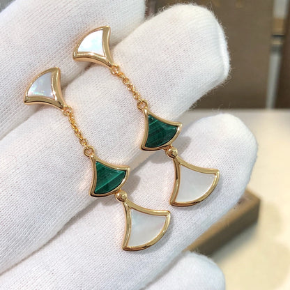 [Charm Aries Jewelry]DREAM EARRINGS 3 MOTIFS MALACHITE MOP PINK GOLD